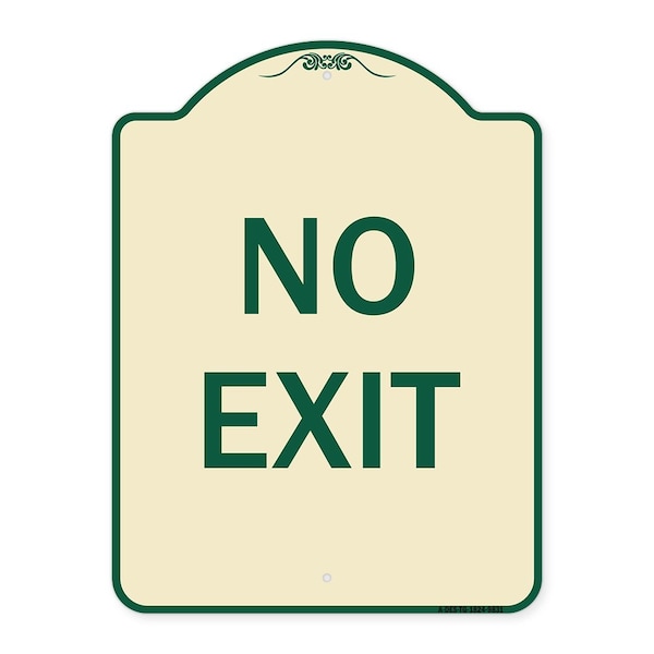 Signmission Designer Series Sign-No Exit, Tan & Green Heavy-Gauge Aluminum, 18" L, 24" H, TG-1824-9831 A-DES-TG-1824-9831 - main